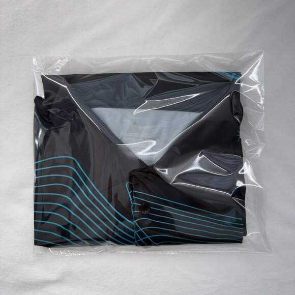 SR Speed Your Run Men's Black Blue Striped Designed Golf Polo Shirt, Size 2XL - Picture 5 of 5